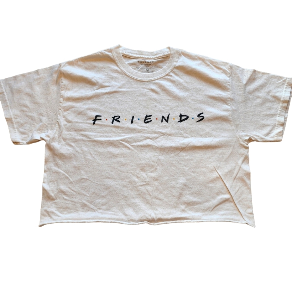 FRIENDS Womens Short Sleeve White Crop Top Size Medium